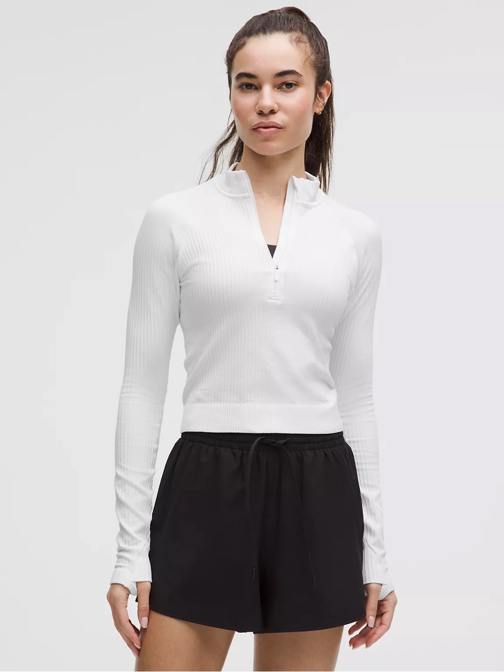 lululemon athletica Restless Cropped Half Zip - Rib White/White